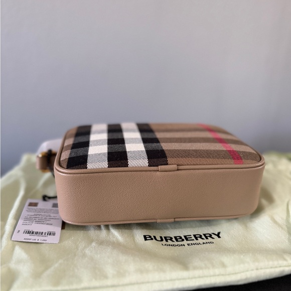 Burberry Authentic Crossbody Bag Leather House Check Small Camera Pouch $1050 - Picture 10 of 13